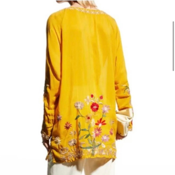 Johnny Was embroidered Edith Tunic yellow gold XL - Picture 4 of 14